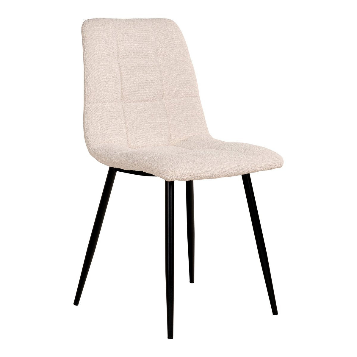 Middelfart Dining Chair - Eetkamerstoel in bouclé, wit met zwarte poten - Set van 2