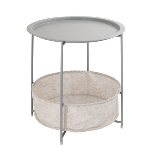 Inklapbare ronde bijzettafel met opbergruimte – Ø 47 cm | Voor binnen en buiten