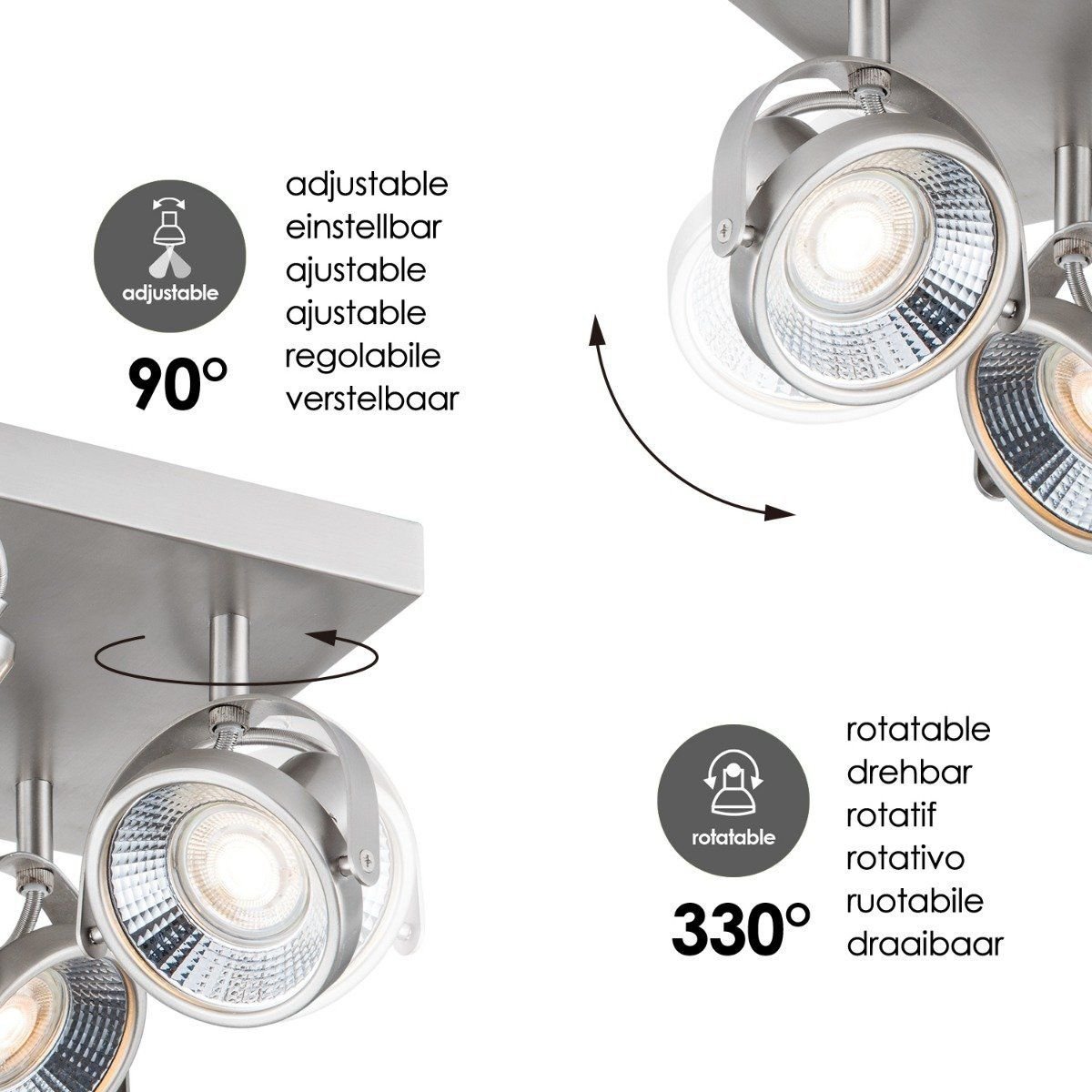 LED Opbouwspot Yaya 4 - dimbaar - geborsteld staal