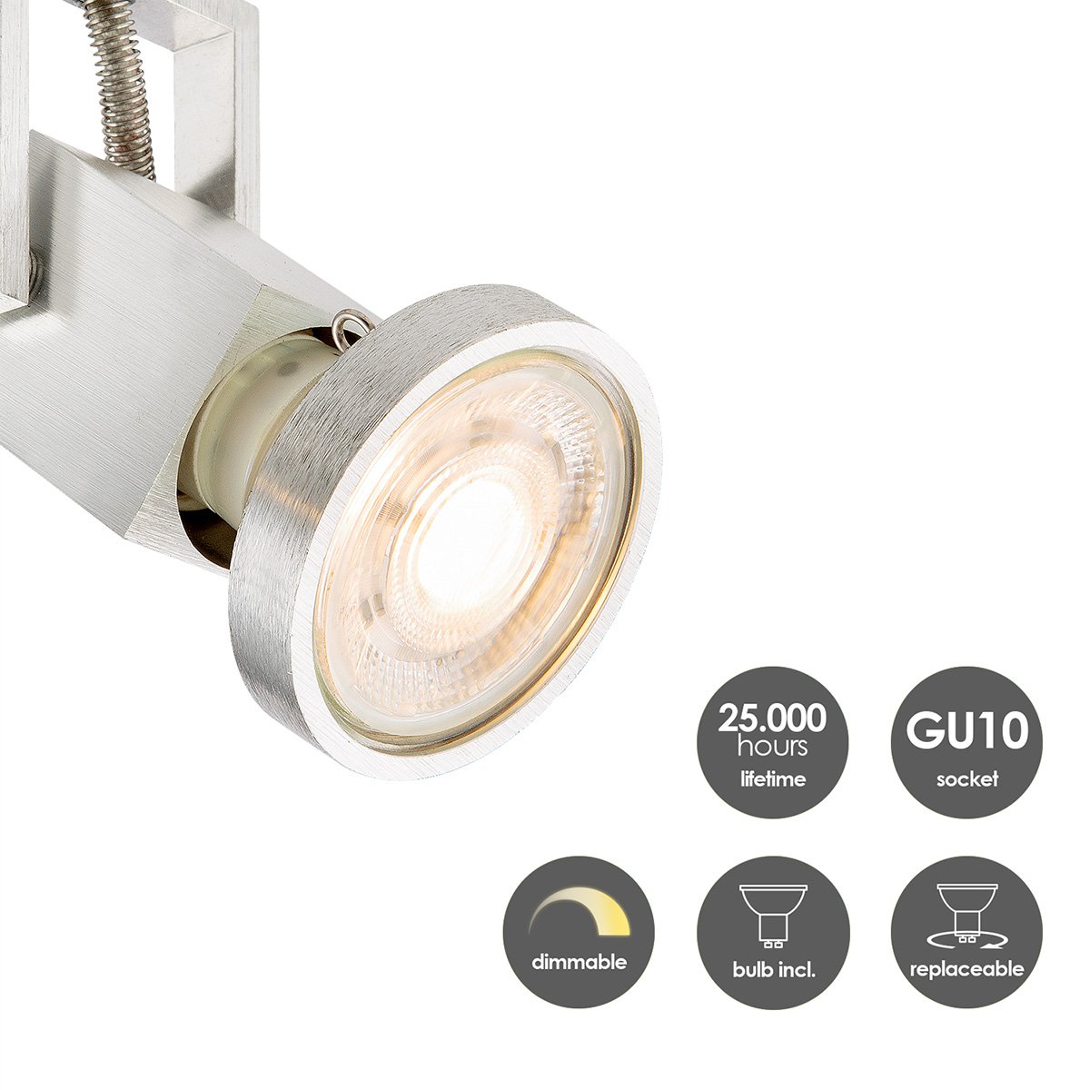 LED Opbouwspot Cali 4 - incl. dimbare LED lamp - staal