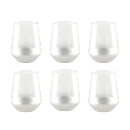 Waterglazen 330ml – Set van 6 Zilver | Luxe Drinkglazen | Design Glaswerk