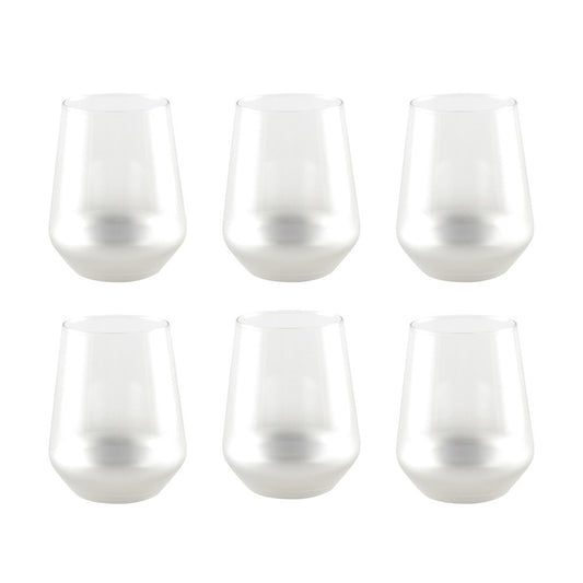 Waterglazen 330ml – Set van 6 Zilver | Luxe Drinkglazen | Design Glaswerk