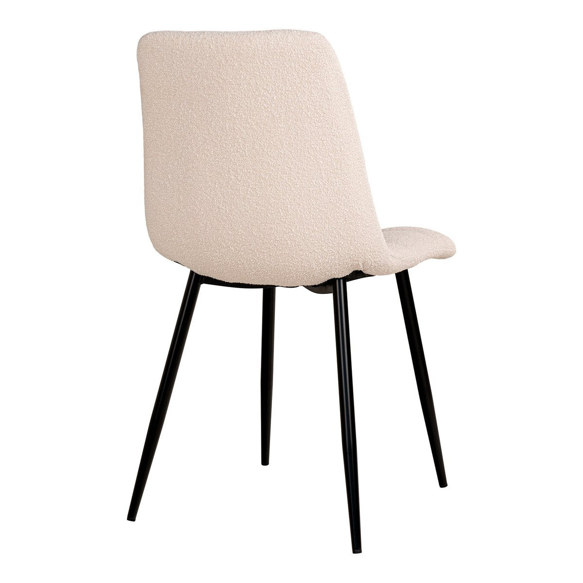 Middelfart Dining Chair - Eetkamerstoel in bouclé, wit met zwarte poten - Set van 2