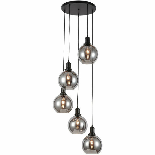 Hanglamp Smoke Glas 5-Licht Rond