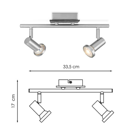 LED Surface-mounted spotlight Stone 2 - dimmable - brushed steel