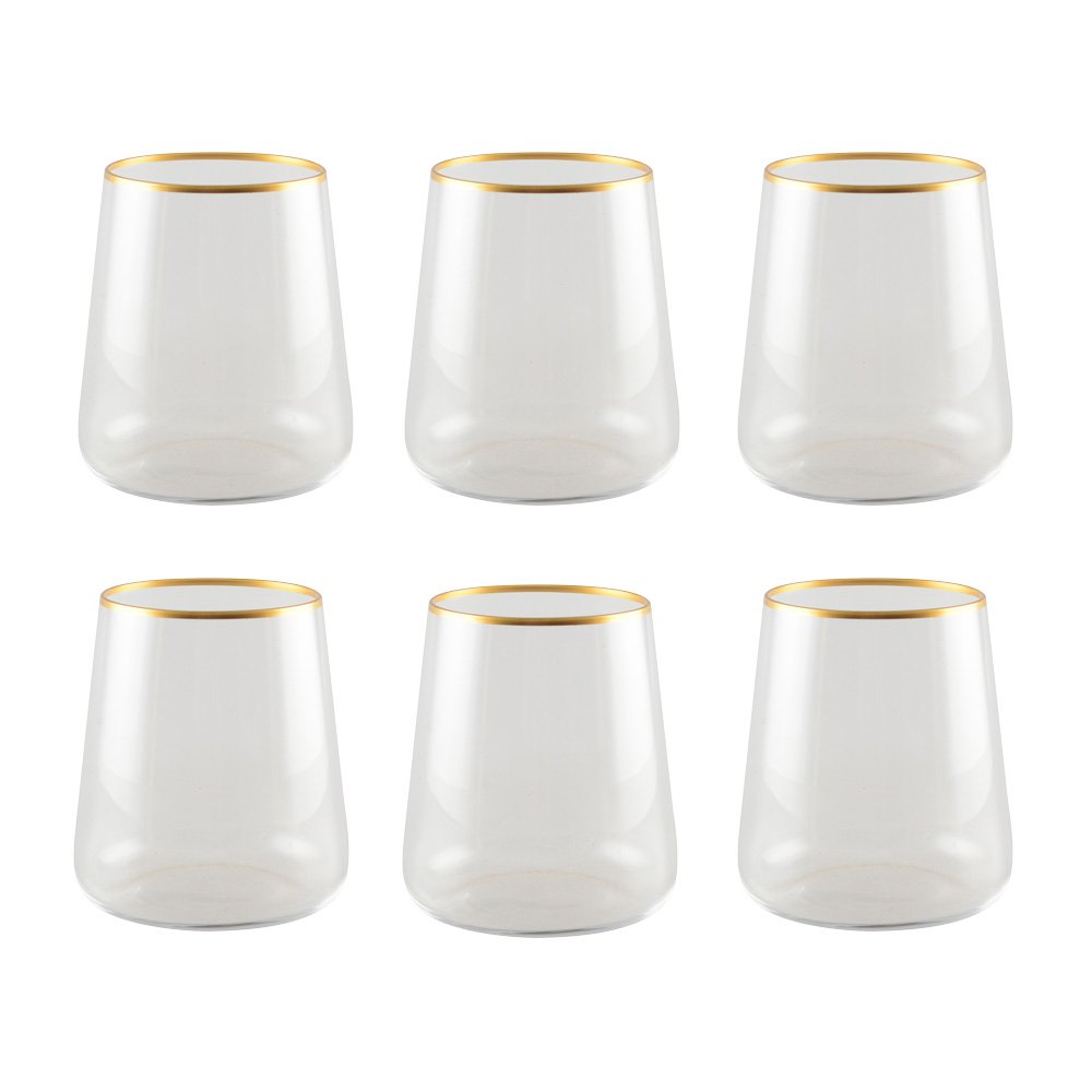 Set van 6 Luxe Waterglazen met Gouden Rand