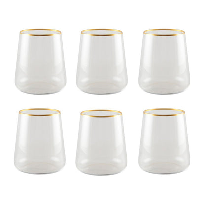 Set van 6 Luxe Waterglazen met Gouden Rand