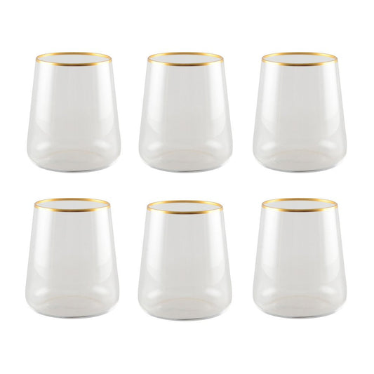 Set van 6 Luxe Waterglazen met Gouden Rand