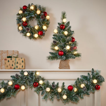 Kaprun kerstguirlande 180 cm met LED en kerstballen