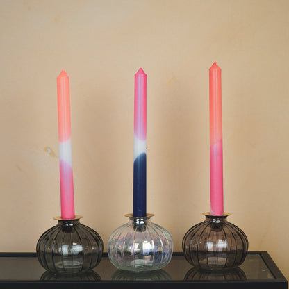 Glass Candlestick/Bottle Vase Gold – 11x11x8.5 cm