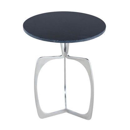 Luxe Ronde Bijzettafel van Marmer & Aluminium – Zilver/Zwart of Goud/Wit – Ø45 x H56 cm