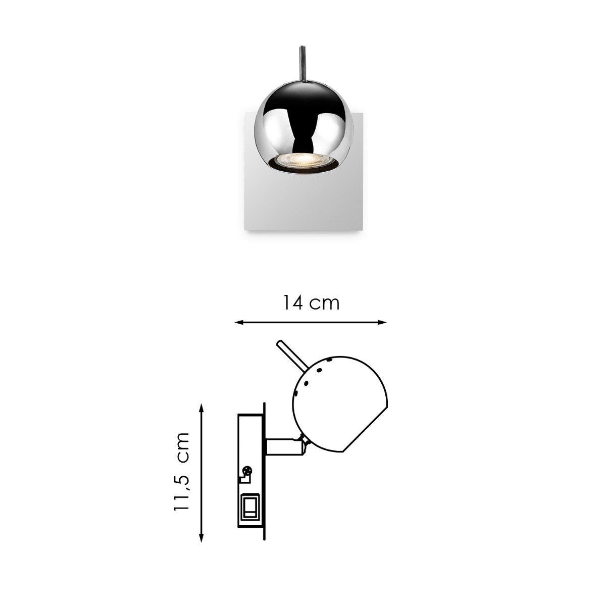 Wandspot Bollo - incl. dimbare LED lamp - chroom