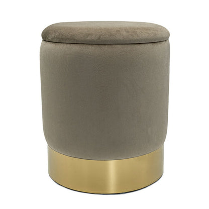 🛋️ Voglrieder Velours Hocker – Ø 31 x H 38 cm – Met Opbergruimte – Zachte Zithocker van Velours – Verkrijgbaar in 7 Kleuren