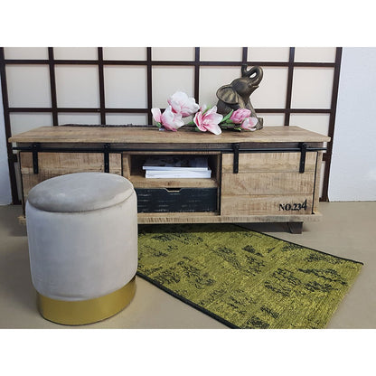 🛋️ Voglrieder Velours Hocker – Ø 31 x H 38 cm – Met Opbergruimte – Zachte Zithocker van Velours – Verkrijgbaar in 7 Kleuren