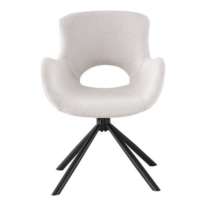 Amorim Dining Chair - Eetkamerstoel, in bouclé gebroken wit met draaiknop - Set van 2| woon-meubel.nl 