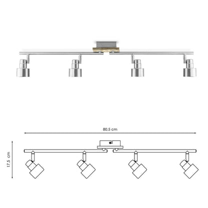 LED Surface-mounted spotlight Drift 4 - incl. dimmable LED lamp - wood