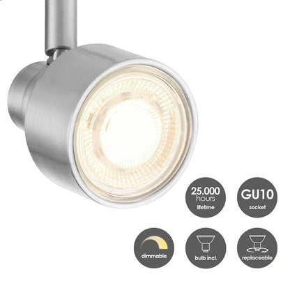 LED Surface-mounted spotlight Drift 4 - incl. dimmable LED lamp - wood