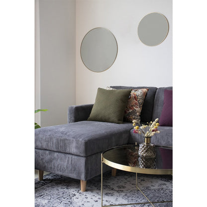 Jersey Spiegel rond in zwart of messing look 40/60/60/80