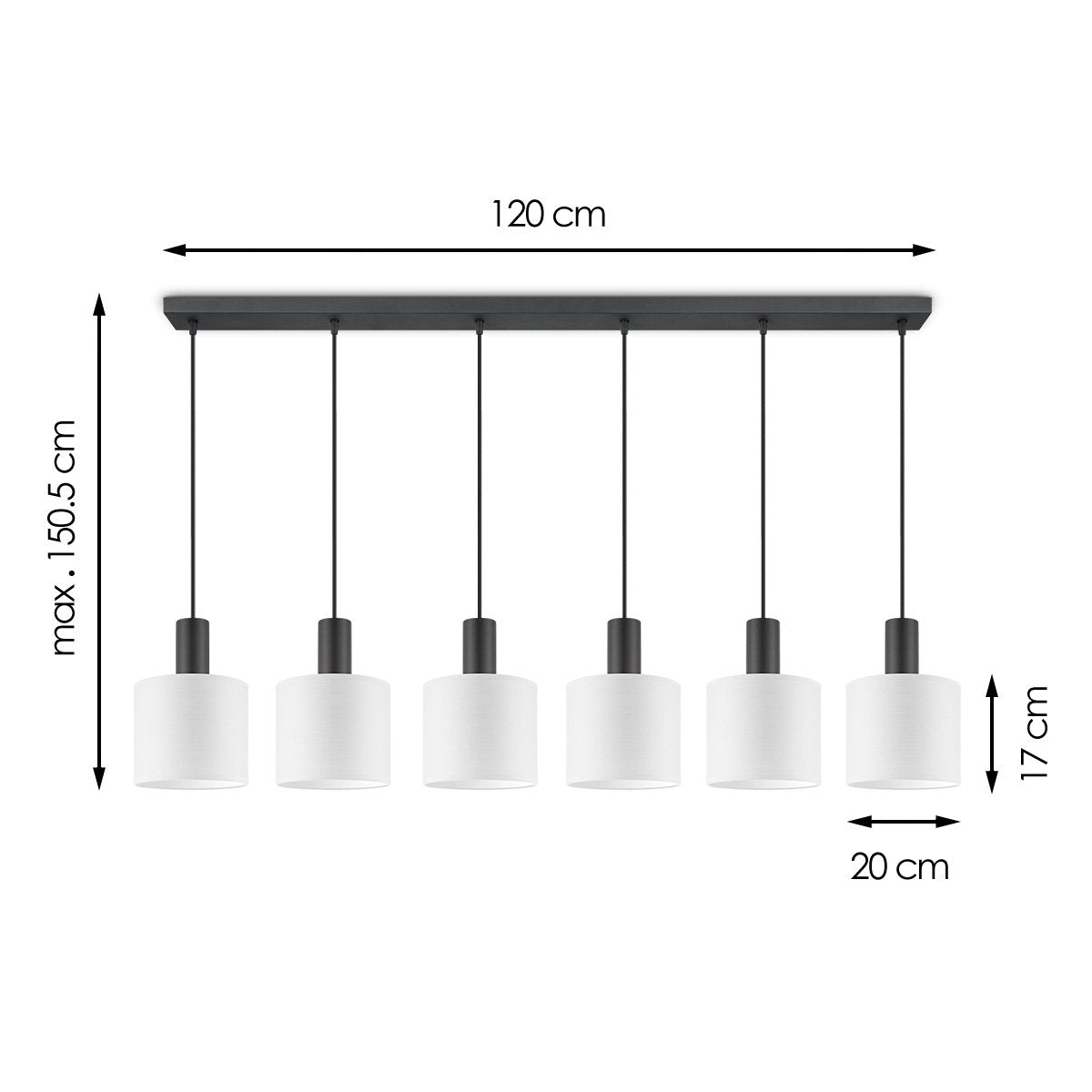 Hanglamp Bling-Xxl Beam 6L-Wit-20cm