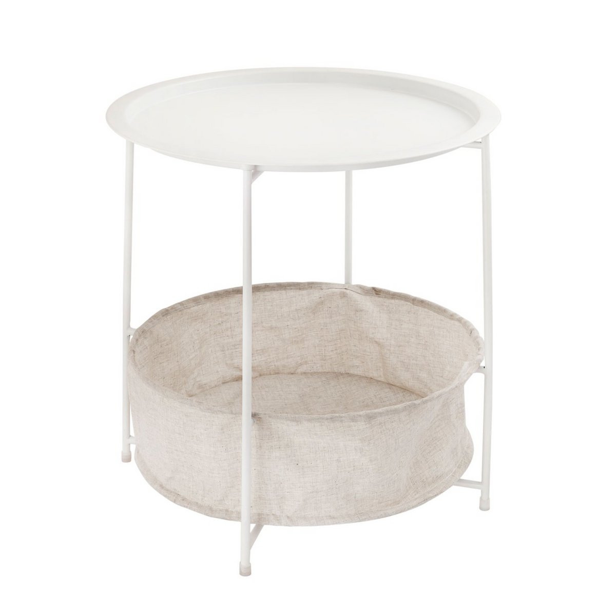 Inklapbare ronde bijzettafel met opbergruimte – Ø 47 cm | Voor binnen en buiten