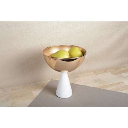 Decoratieve Schaal op Voet – Marmerlook Goud & Roze |woon-meubel.nl