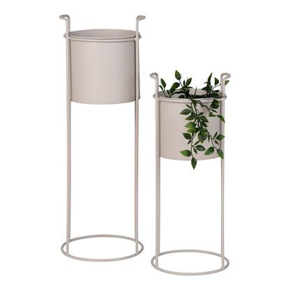 Rabo Flower Stand - Support à fleurs, acier, sable, lot de 2