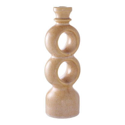 Candlestick - Brown, ceramic, 10.7x9.5x30.5 cm