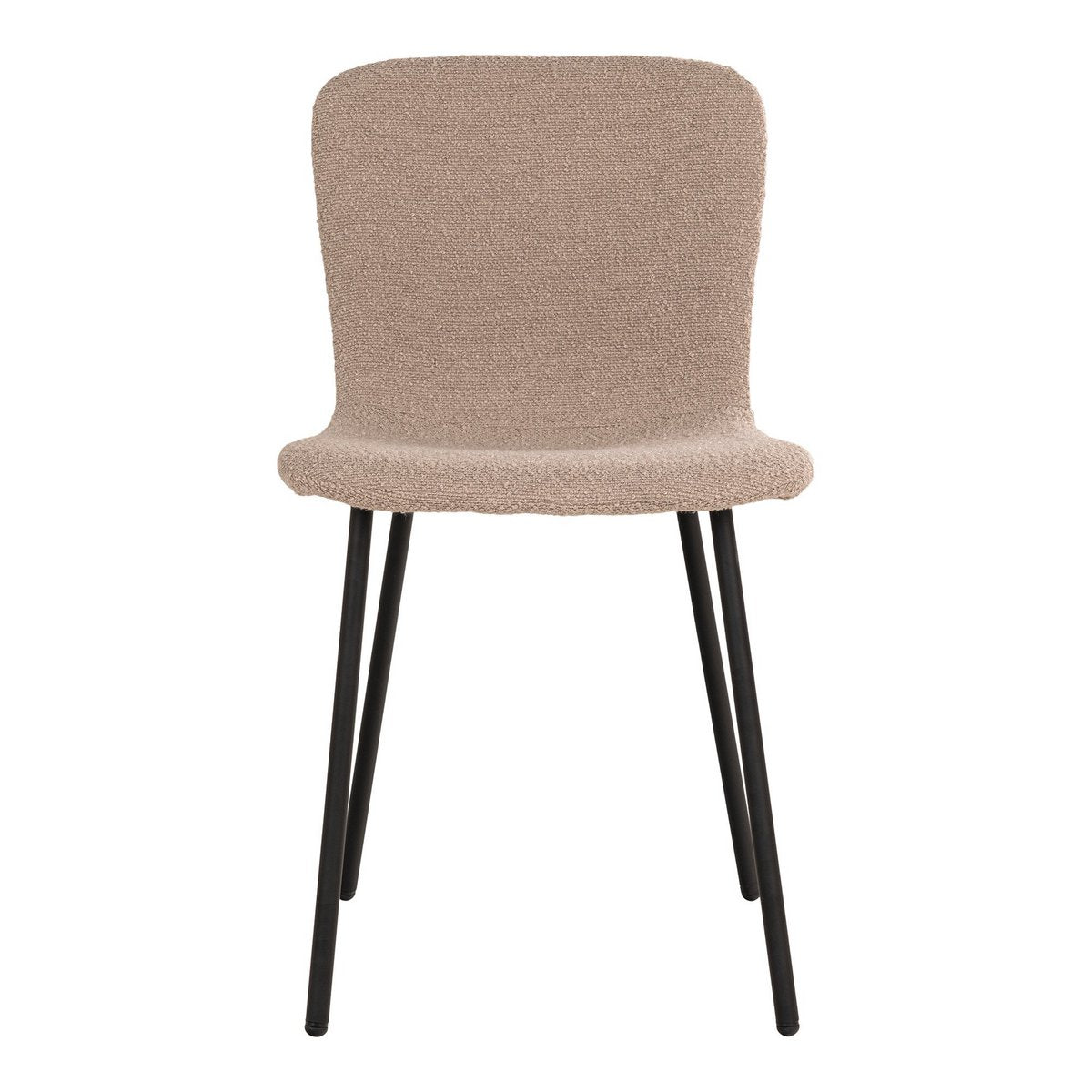 Halden Dining Chair - Eetkamerstoel in bouclé, beige met zwarte poten, HN1233 - set van 2