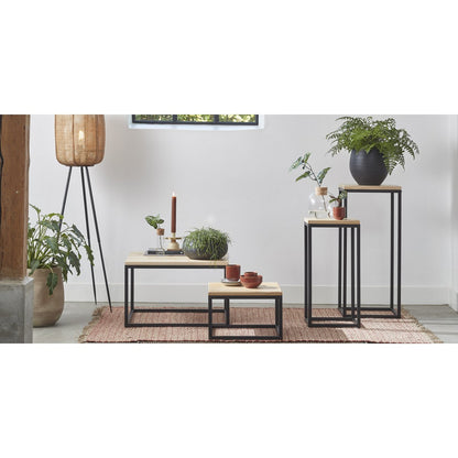 Table à plantes Oskar - L30 x l30 x H62 cm - Bois, métal - Noir
