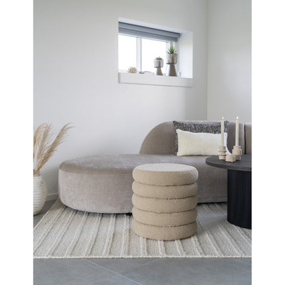 Brooklyn Pouf - Pouf with storage space, curled, beige, Ø44x44 cm