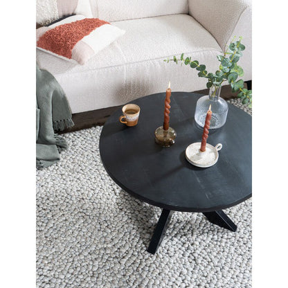Salontafel Bob - Zwart Mangohout Spinpoot metaal |woon-meubel.nl