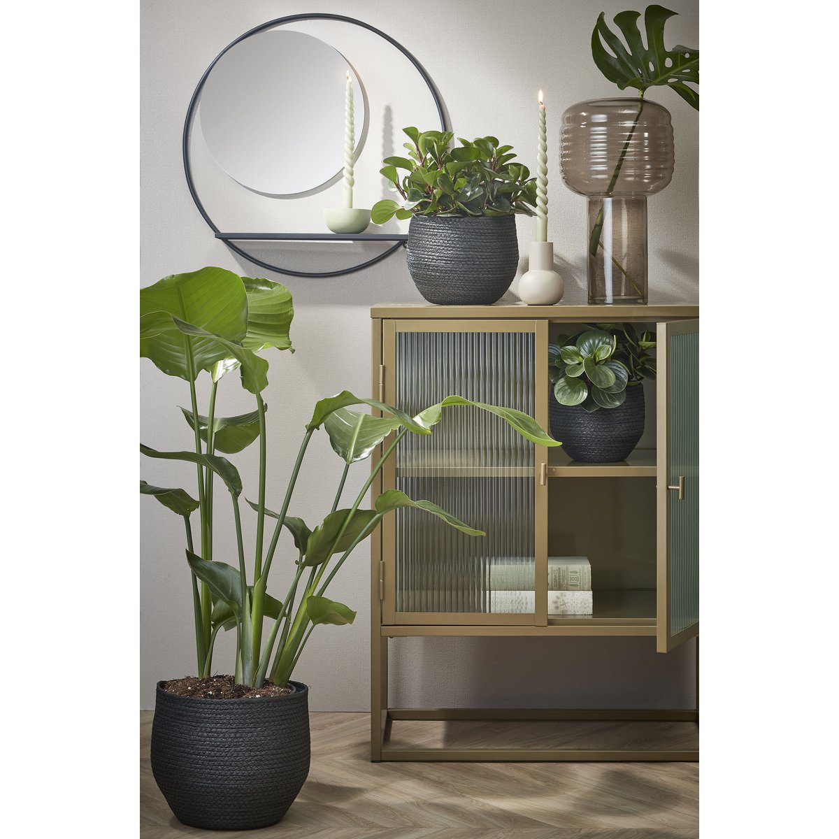 Phoenix Wall Mirror - W11 x Ø39 cm - Metal - Black