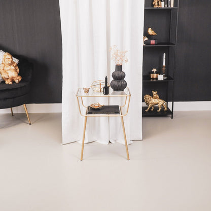 Side table / Bedside table - Metal &amp; Glass - Gold -50x35x60cm