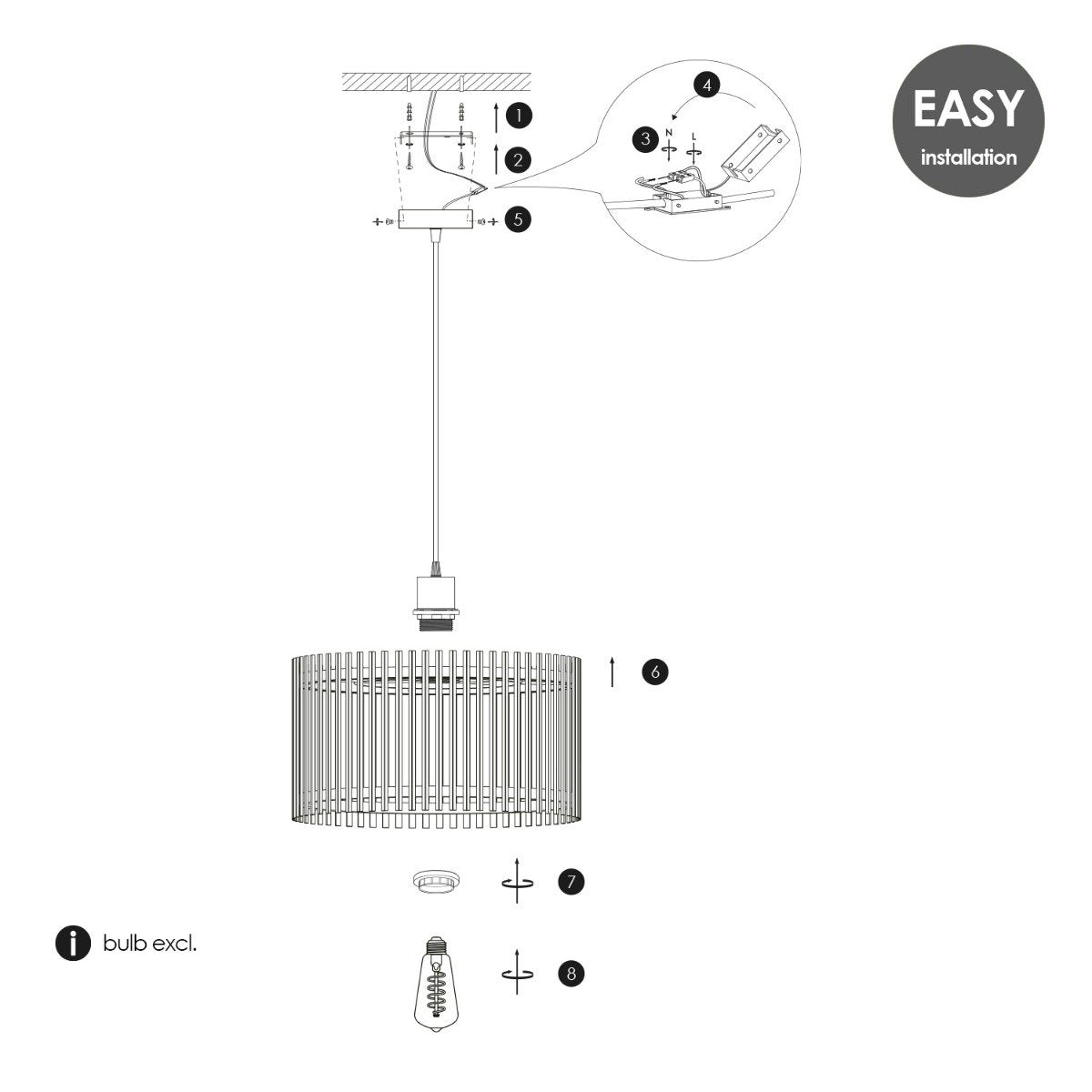 Bohemien Hanglamp Bamboe kap Ø40 x 126 cm (B X H) |woon-meubel.nl