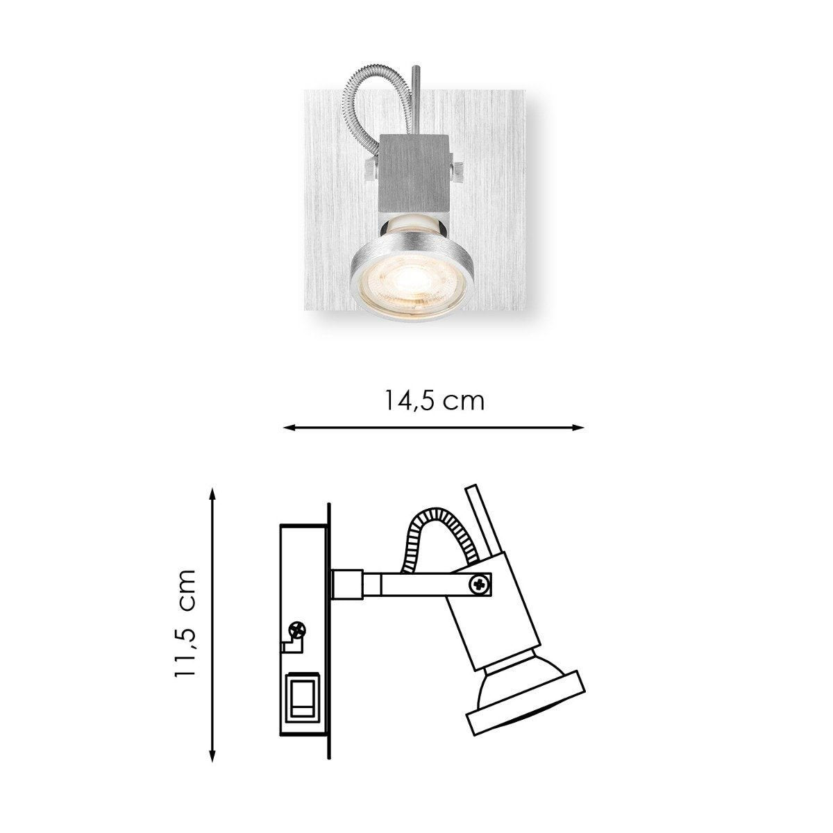 LED Wandspot Cali - incl. dimbare LED-lamp - staal