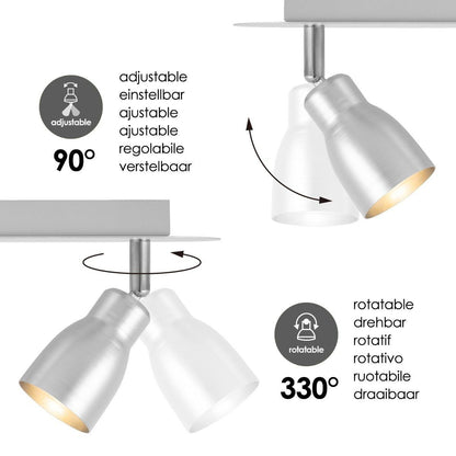 LED Surface-mounted spotlight Alba 2L - dimmable - brushed steel