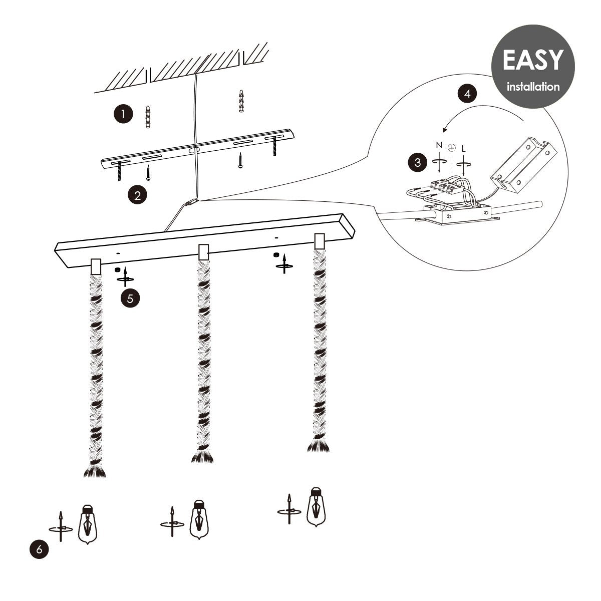 Hanglamp Leonardo Diabolo - 3L G180 - dimbaar amber