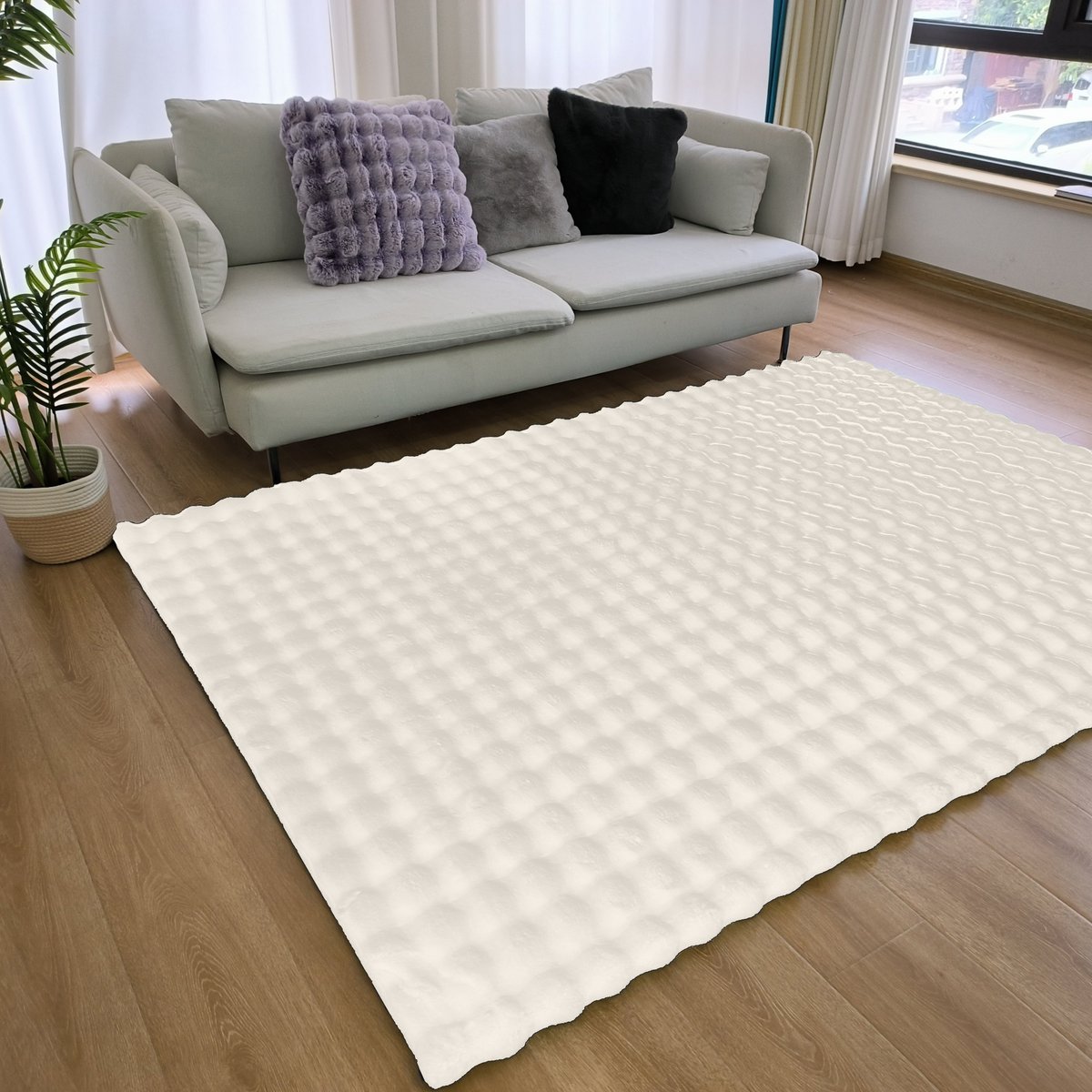 Fluffy Vloerkleed 3D Creme 80x300CM