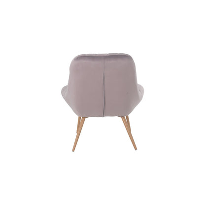 Fauteuil XXL fluweel roze metaal houtlook |woon-meubel.nl