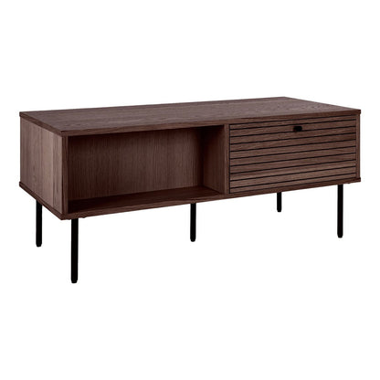 Kyoto-salontafel Eikenfineer en Zwart Metalen Poten | woon-meubel.nl