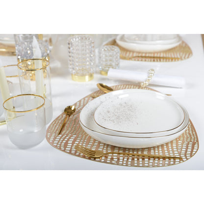 Wit Ovaal Dessertbord met Gouden Accenten – Aulica Chimera | www.woon-meubel.nl