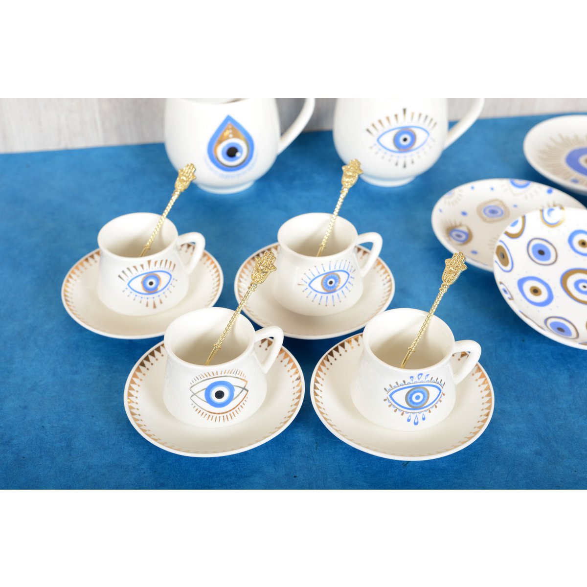 Koffiekopjes Set van 4 – 90 ml | Geluksoog | Geschenkdoos | Handgemaakt | Origineel Espresso Servies
