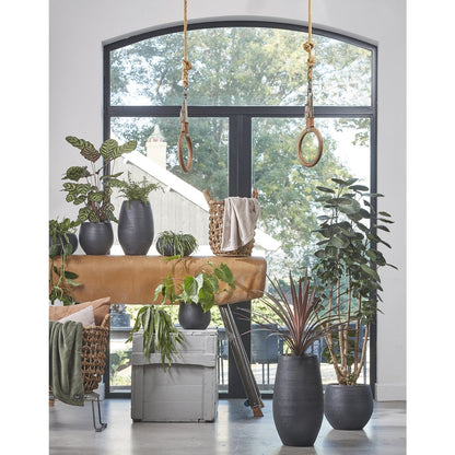 Cache-pot Douro - H23 x Ø26 cm - Terre cuite - Mat - Noir