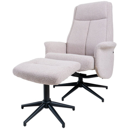 Relaxfauteuil Bindy + Hocker – Bouclé – Naturel | woon-meubel.nl