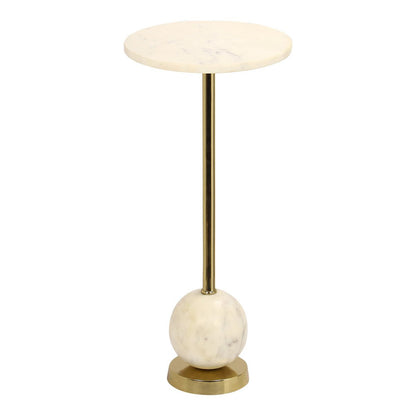 Salo Side table - Side table in brass and marble Ø25x54 cm