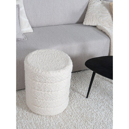 Poef Rosa Naturel Laaggelaagde patroon 53 x ø43 cm|woon-meubel.nl