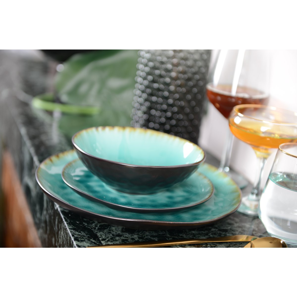 Aulica Groene Dessertplaat – Keramisch Rond 20cm | woon-meubel.nl