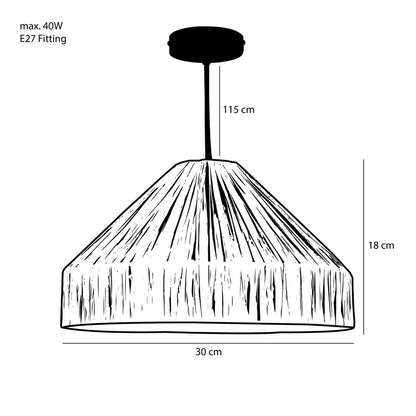 Elisa Hanglamp - Lichtbruin - Raffia H18 x Ø30 cm |woon-meubel.nl