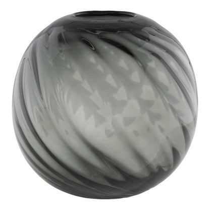Vase - Vase en verre soufflé bouche, gris, rond, Ø20x19 cm