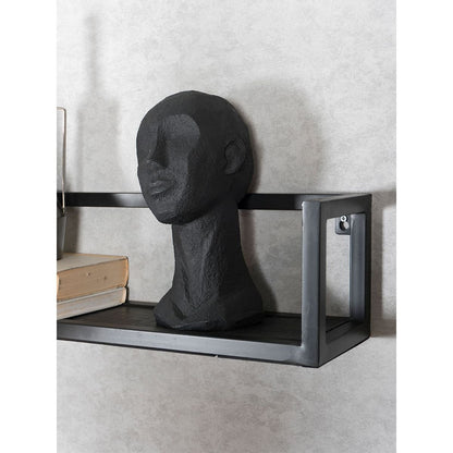 Étagère murale vintage en bois de manguier noir - Lot de 2 petites